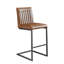 Tabouret de bar rétro en similicuir brun - comptoir de 26 pouces de hauteur, dossier capitonné vertical, structure en métal noir robuste avec repose-pieds pour îlot de cuisine et bar pour la maison, 2 ensembles-1087128167