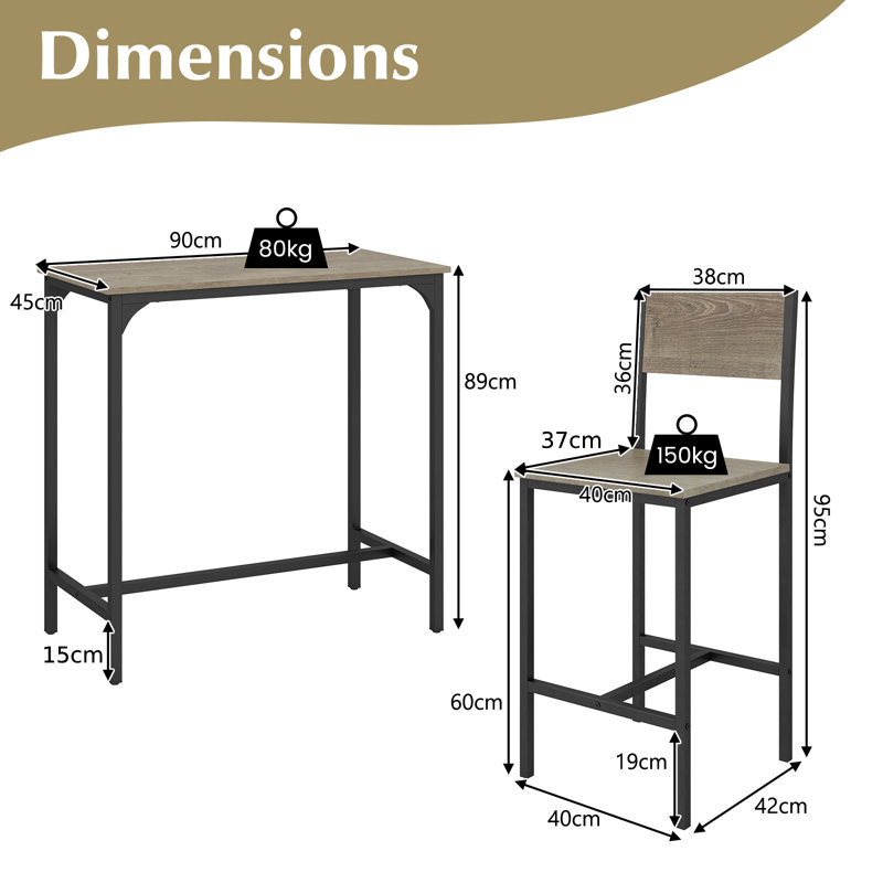 2 - Person Dining Set, Grey