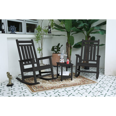 3 chaises berçantes avec table d'appoint grise - durabilité toutes saisons, capacité de 380 lb, P 32,5 po x l 25,9 po, H 41,7 po, résistance du siège anti-fatigue, ergonomie de 300 lb