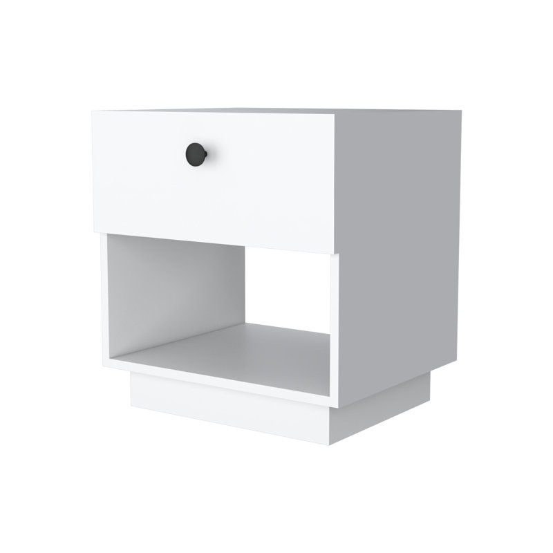 Table de chevet blanche avec 1 tiroir et une chambre à coucher facile à utiliser et facilement accessible, Blanc