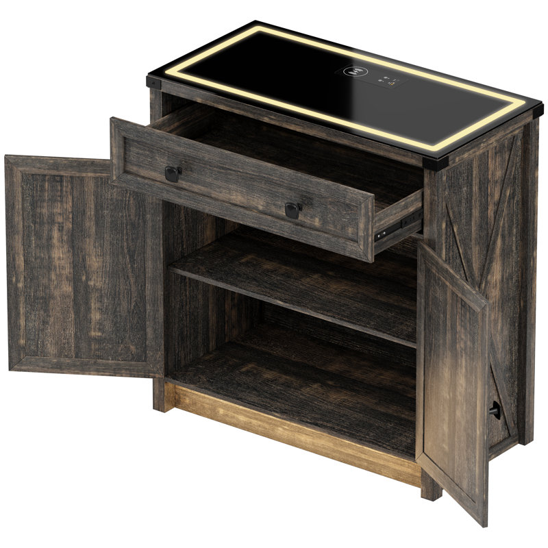 Buffet avec lumière DEL 31,5 po Delmonta, Brun