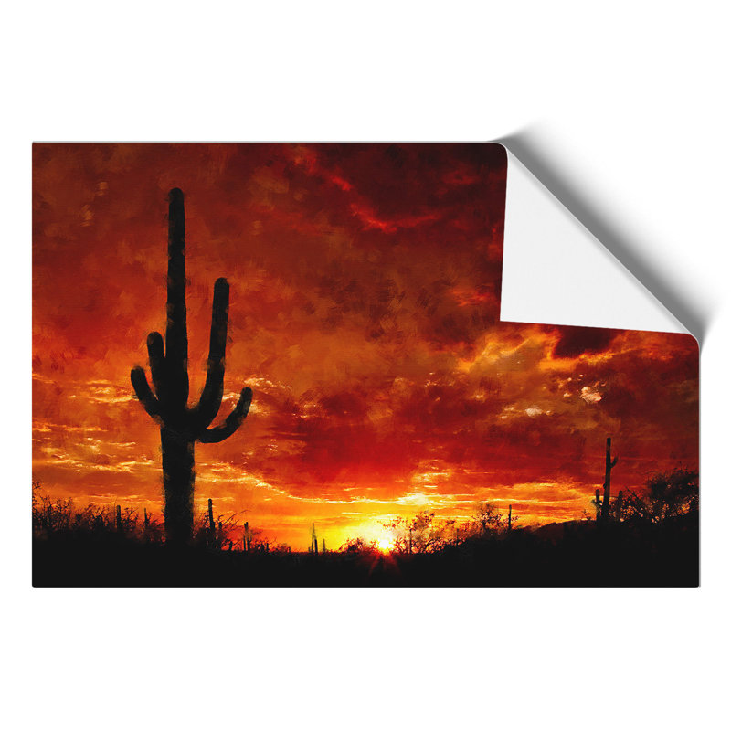 Sunset in Saguaro Painting - Frameless Print, 21cm H x 30cm W x 0.1cm D