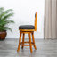 Tabouret pivotant à dossier en X de 24 po de hauteur comptoir, finition naturelle, siège en tissu gris anthracite-288109344-288109347