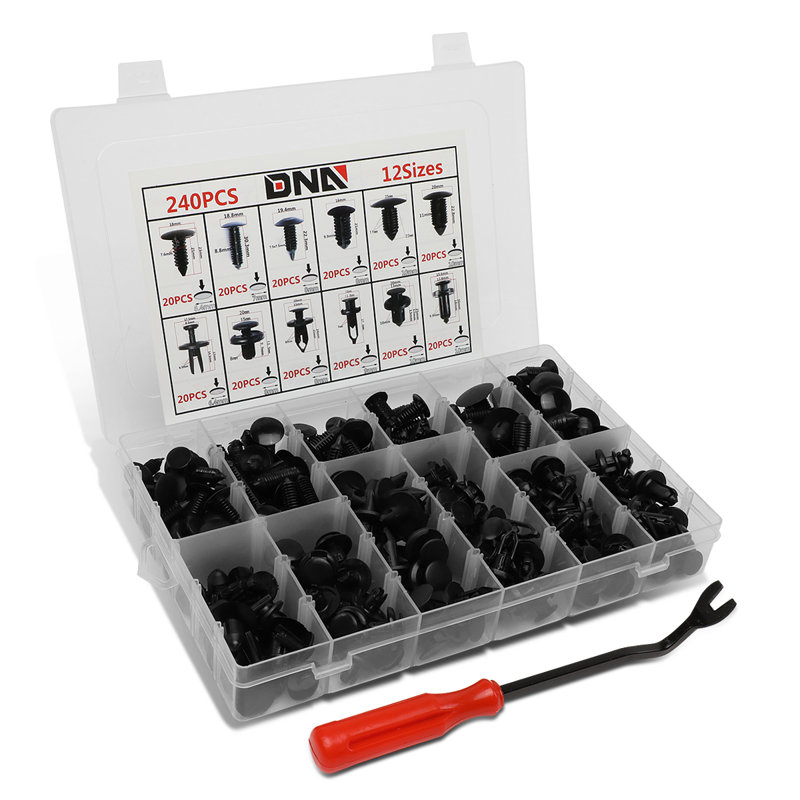 240PCs Auto Car Trim Body Nylon Assorted Clips Variable Depth Type Plastic Clip Rivets Tool Set