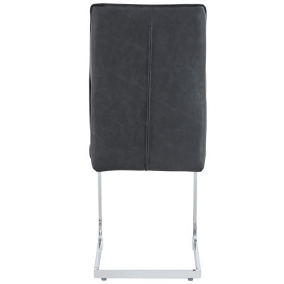 2Pcs Dark Gray Chairs, Simple Line , Arched Metal Legs, Soft And Wearable Pu Luxury Arch Chair - 2 Seats With Stable Silver Legs