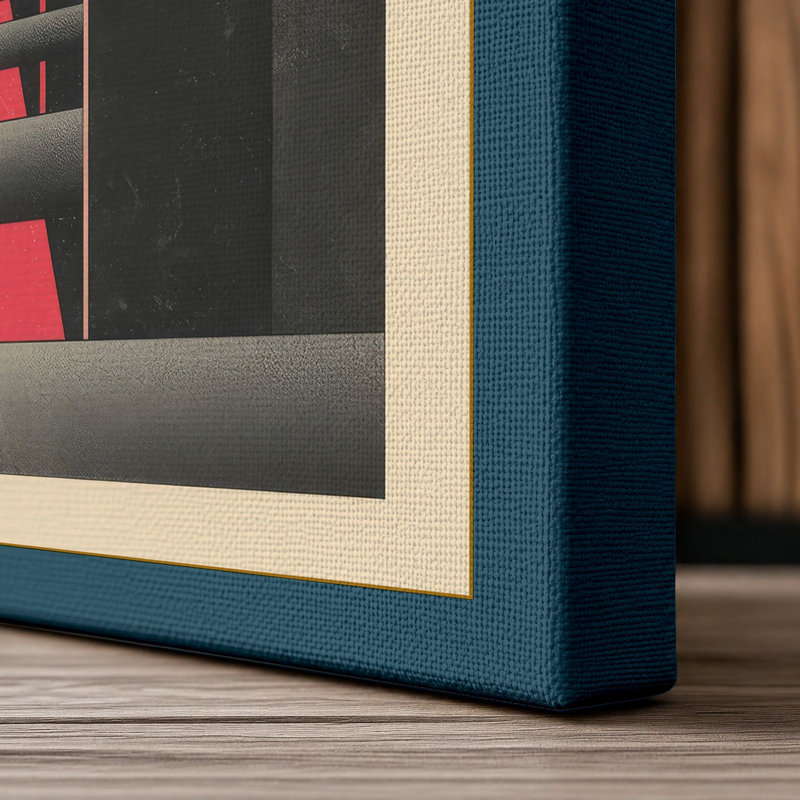 Figure Under Arch Industrial - Wrapped Canvas, 36x24 - 91.4 x 61.0 cm, Teal Border