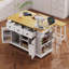 Grand îlot de cuisine de 53 pouces avec 2 tabourets de bar, prise de courant, supports de rangement et roulettes pour une organisation de cuisine polyvalente et efficace-1894514691