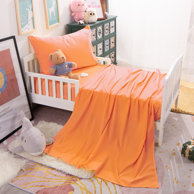 Ensemble de draps pour tout-petits 3 pièces, ensemble de draps pour lit de bébé en microfibre brossée 1800 - NTBAY, Orange