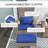 Patio Wicker Adirondack Chair With Ottoman, Comfortable Outdoor Seating For Deck And Garden, Dark Blue-1405170098