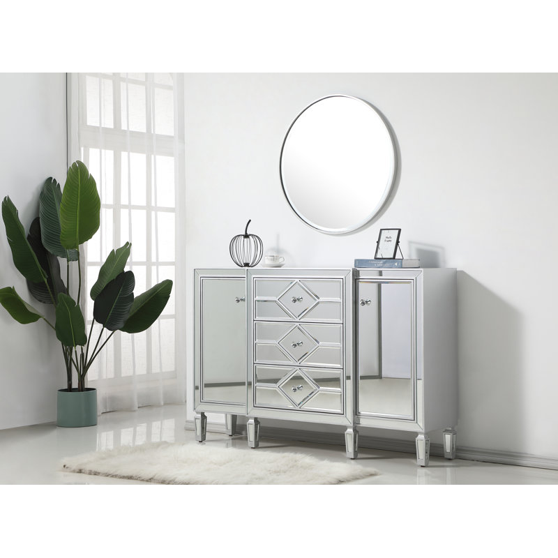 Buffet décoratif 2 portes Bashaw, Argent argent