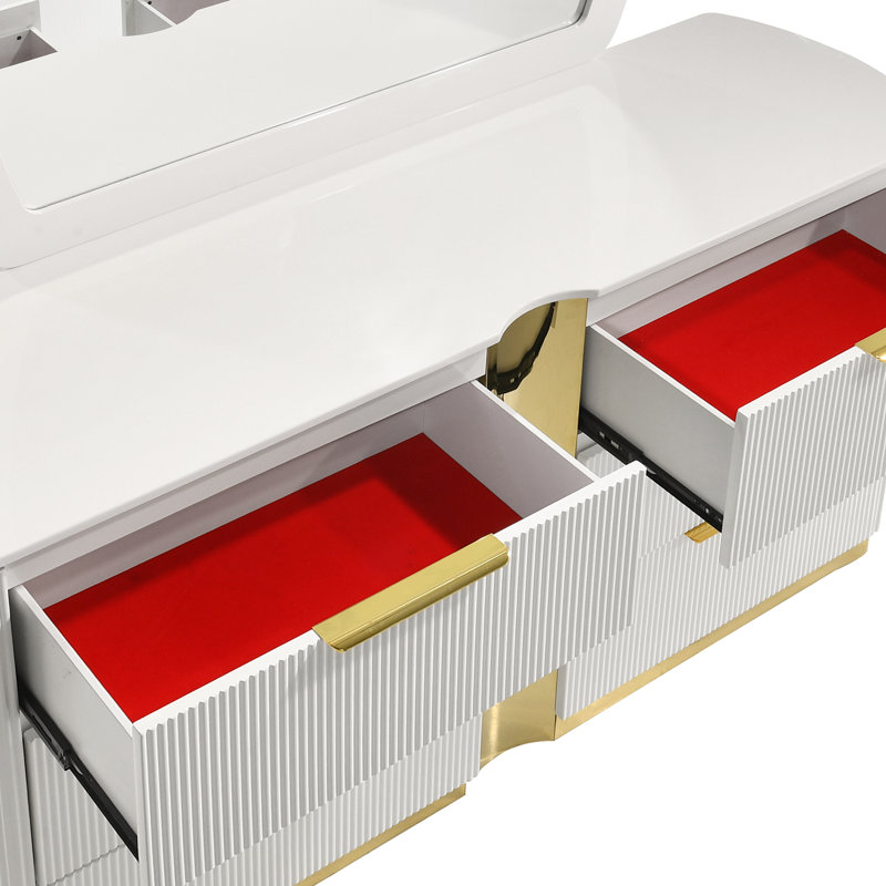 Kingsley Dresser in Gold and White Finish