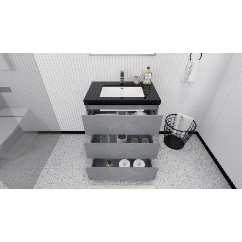 Reyes 29'' Single Bathroom Vanity Base Only, Cement Gray