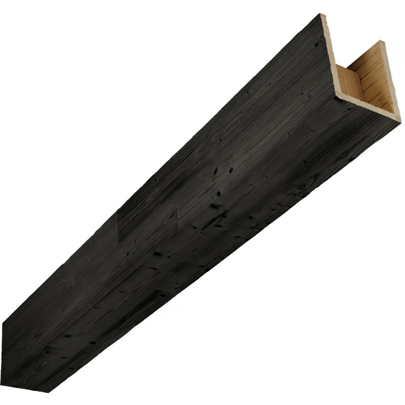 Poutre en bois brossé AmeriCraft, 3 côtés (poutre en U), l 5 1/2 po x H 7 1/2 po x L 120 po, finition noir véritable, pin teinté