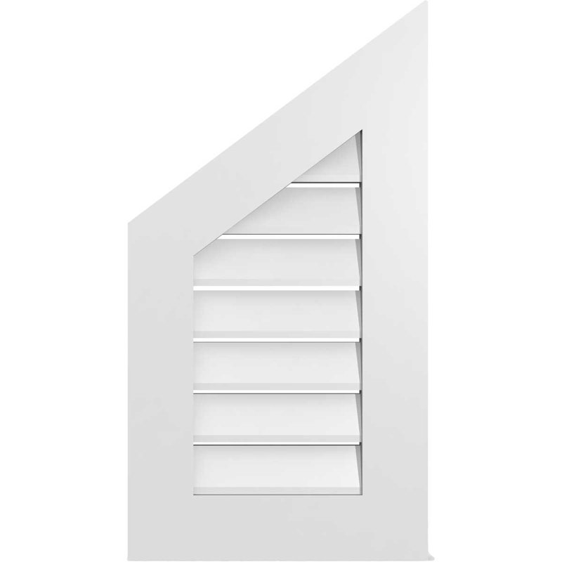 Half Peaked Left Surface Mount Signature Urethane Functional Gable Vent 9/12 Pitch Primed Tan, 30" H x 16" W x 1" D