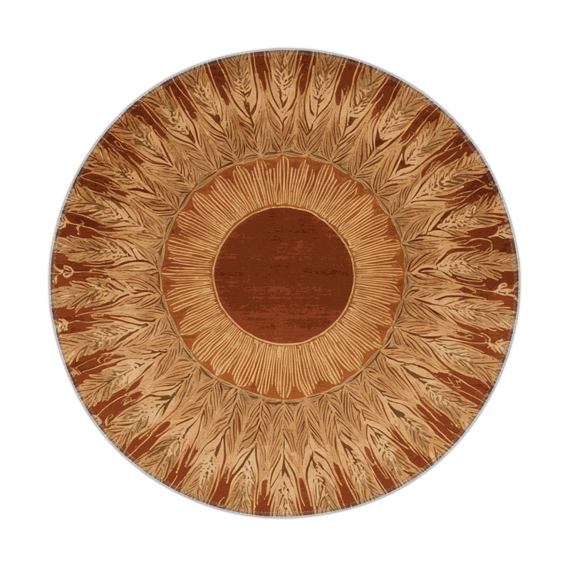 Tapis d'intérieur et d'extérieur brun Nature, Rond 5 pi