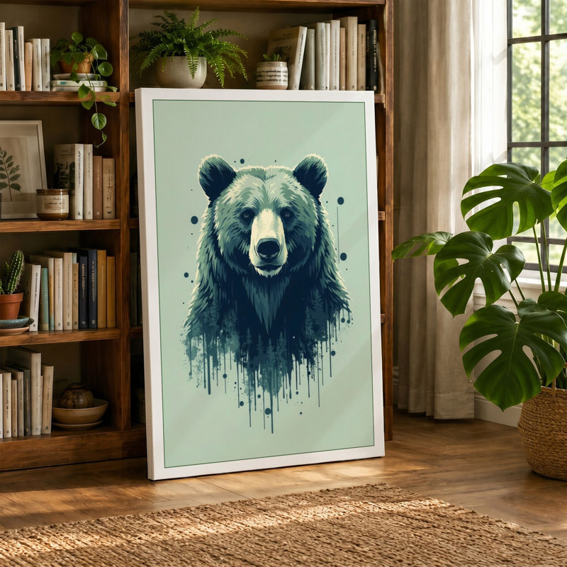 Bear in Abstraction Modern - Wrapped Canvas, 18x12 - 45.7 x 30.5 cm, Black Border