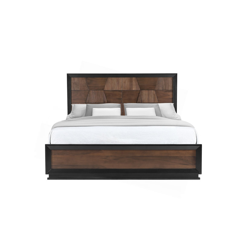 Grand lit de style traditionnel en bois de noyer, Queen