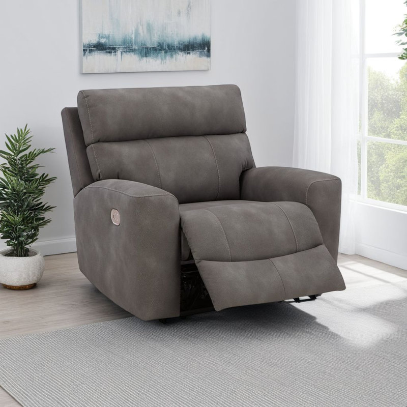 Corbin Power Recliner Chair, Adjustable, USB Port, Faux Leather, Gray, Slate Gray