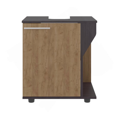 Armoire sous évier, rangement à double porte avec dos ouvert pour les tuyaux, unité large, armoire autoportante