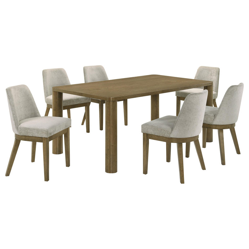 Ensemble de salle à manger rectangulaire 71 pièces Lou, 7 pièces : table, 6 chaises