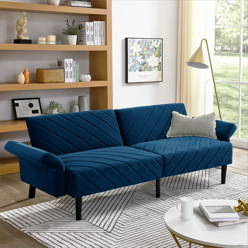Gania 87'' Velvet Sofa, Blue Velvet