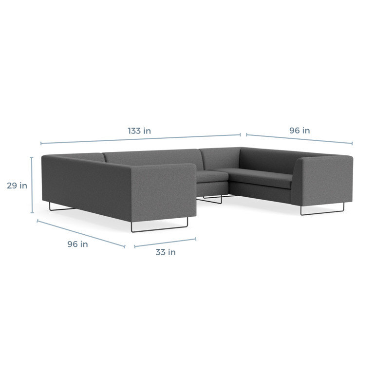 MTO - Bonnie & Clyde U-Shaped Sectional w/ Black Legs, Gabro Gray