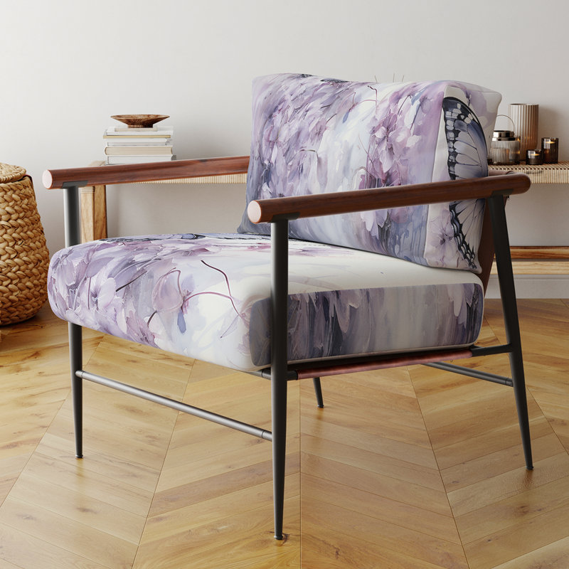 Fauteuil mauve avec accents d'animaux tapissés «Mauve», Noir