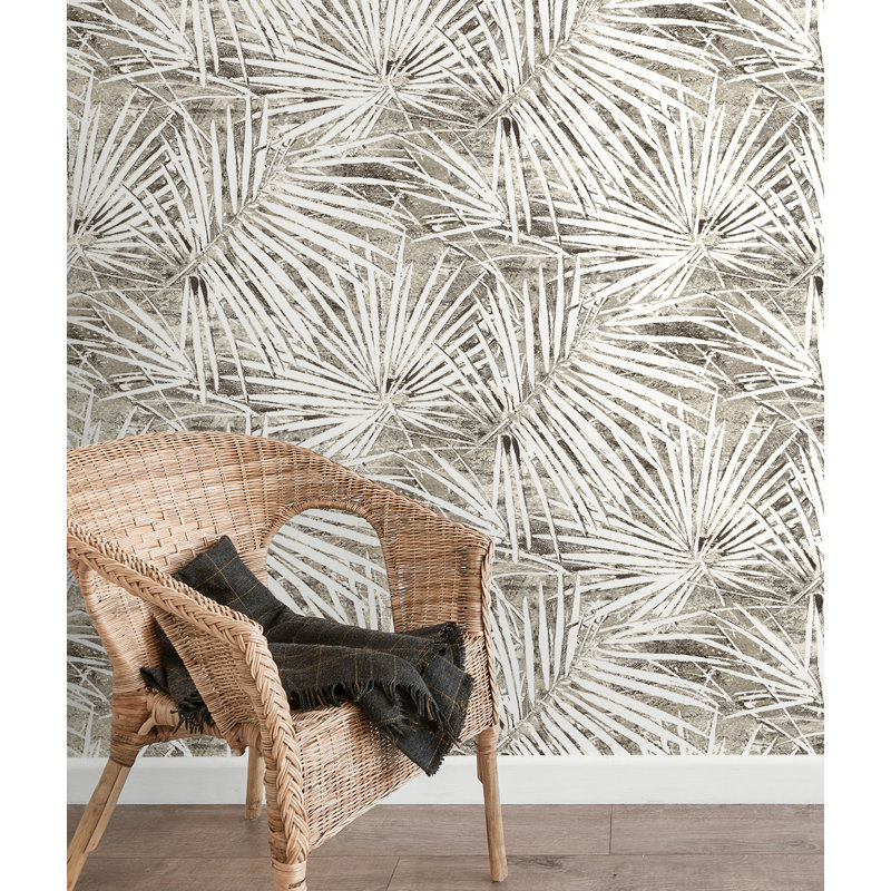 Papier peint adhésif de palmier fossile naturel Stacy Garcia Home, Beige/gris
