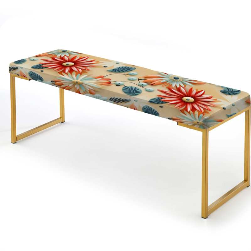Pastel Flower Retro Revival Collage - banc rembourré éclectique doré