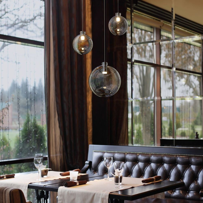 1 - Light Sphere Globe LED Pendant, 12.8" H x 12" W x 12" D, Polished Chrome