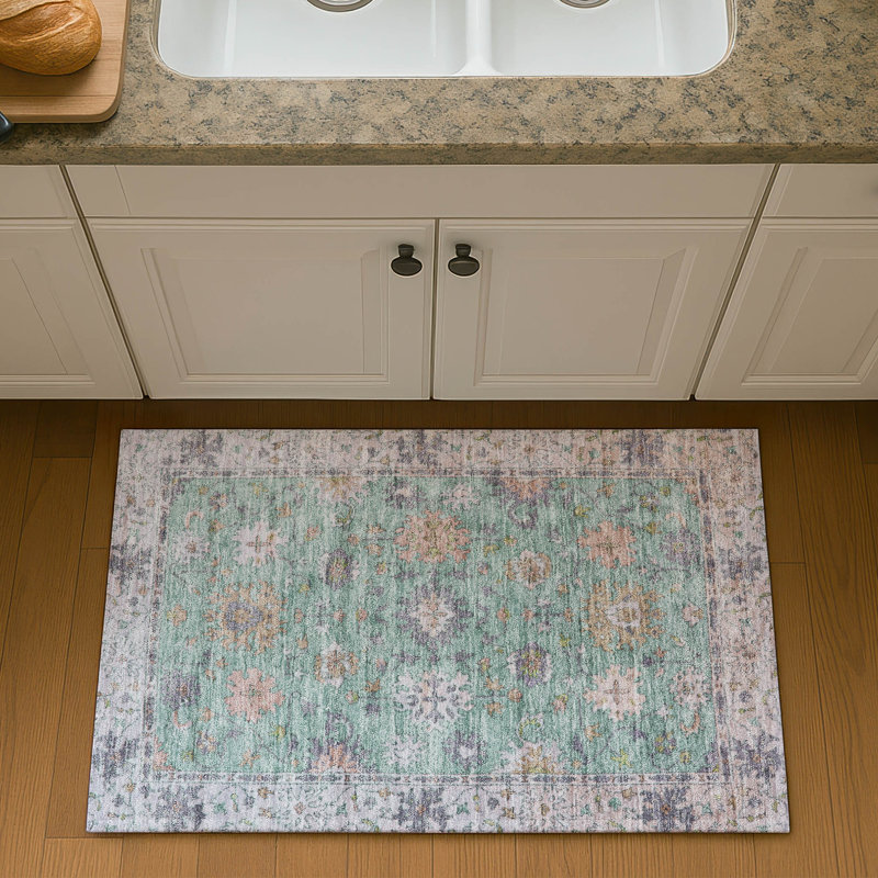 Premium Machine Washable Mayfield AMF2052 Global Rug, 1'8" x 2'6", Mint