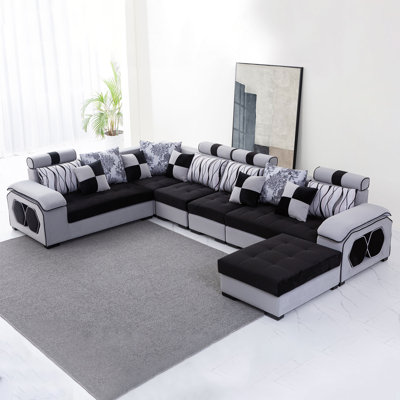 Canapé modulaire réversible en microfibre / microsuède de 142 po avec repose-pieds Arvella Andia