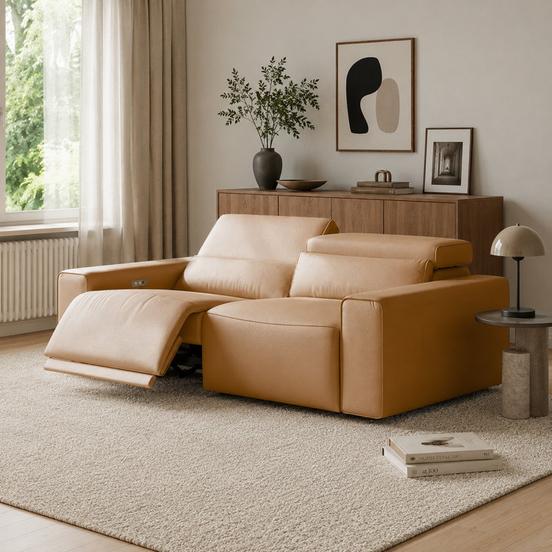 Canapé inclinable électrique Benjamin, 28.5" H x 77" W x 40.5" D, Brown