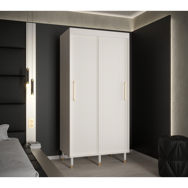 Altaf 2 Door Manufactured Wood Wardrobe, 208cm H x 100cm W x 62cm D, White Matt