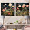 Enigma, fleurs de jardin roses et vertes I - Tachisme, ensemble de 2 carrés d'art mural en métal