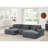 Large Seating Corduroy Upholstered Double Chaise Sectional-1058995221