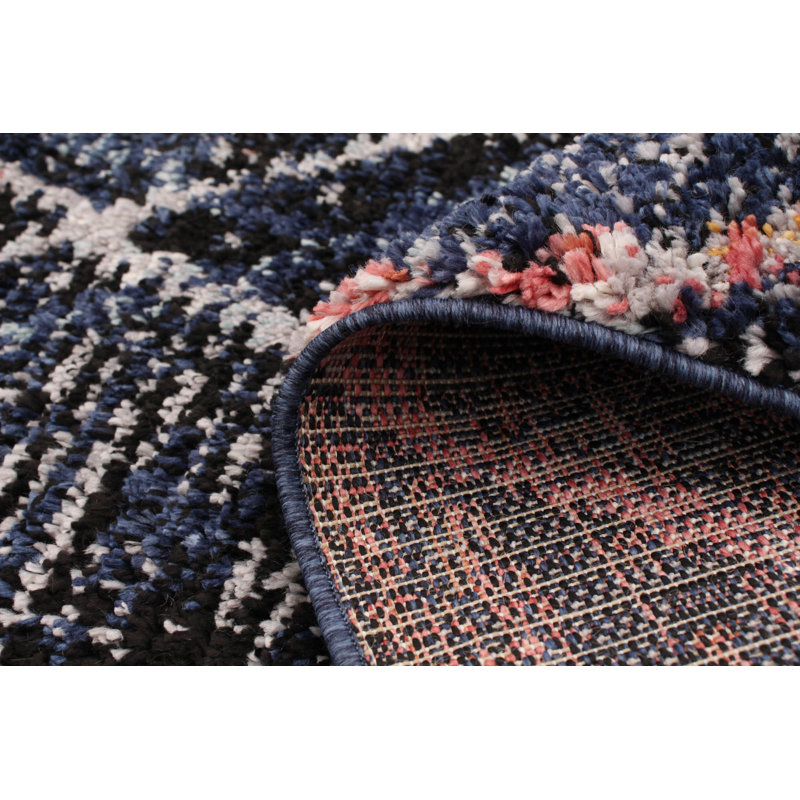Tapis bleu marine / rouge Stigall, Rectangle 5 pi 3 po x 7 pi 3 po