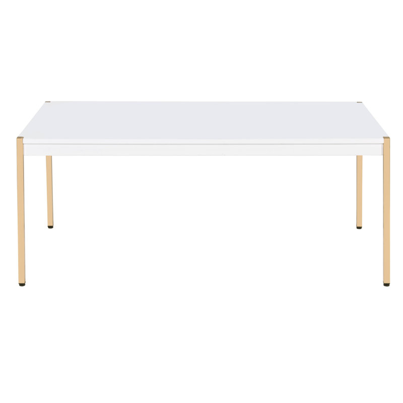 Table basse rectangulaire blanche et dorée