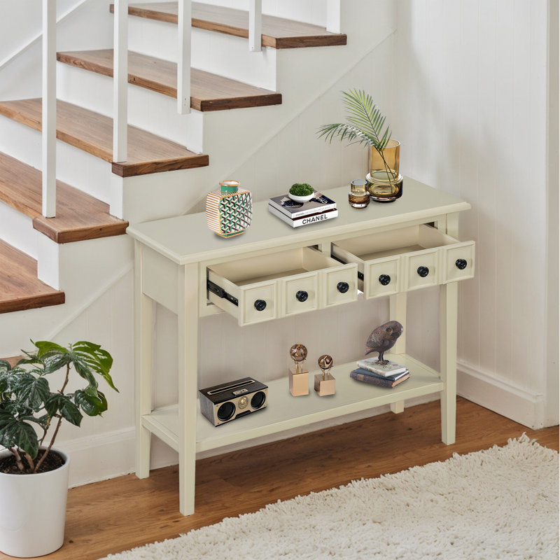 Calila 38.2'' Console Table Entryway Table with 2 Drawers for Entryways, Living Rooms, and Hallways, Light Tan