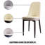 4 chaises de cuisine en cuir de polyuréthane beige - coussins épais, pieds en métal noir solide pour et salle à manger de style moderne de 4, tissu, coussin (beige-114822714
