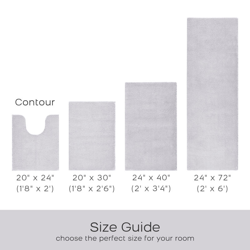 Tapis pour salle de bain Marshmallow, Rectangle - 40 po L x 24 po l, Argent argent