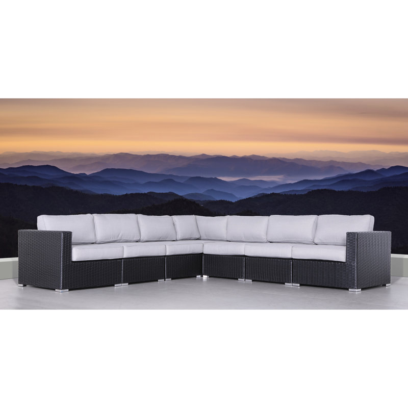 Canapé modulaire d'extérieur avec largeur de 122 po - coussins confortables de 7 po de largeur - dossier