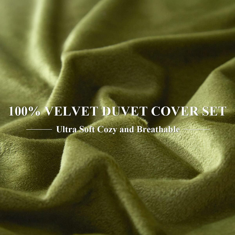 Velvet  Duvet Cover Set 3Pcs Luxury Comforter Cover, King Duvet Cover + 2 King Pillowcases, Emerald Green