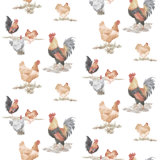 Just Kitchens Free Range Chickens 33' L x 21" W Wallpaper Roll