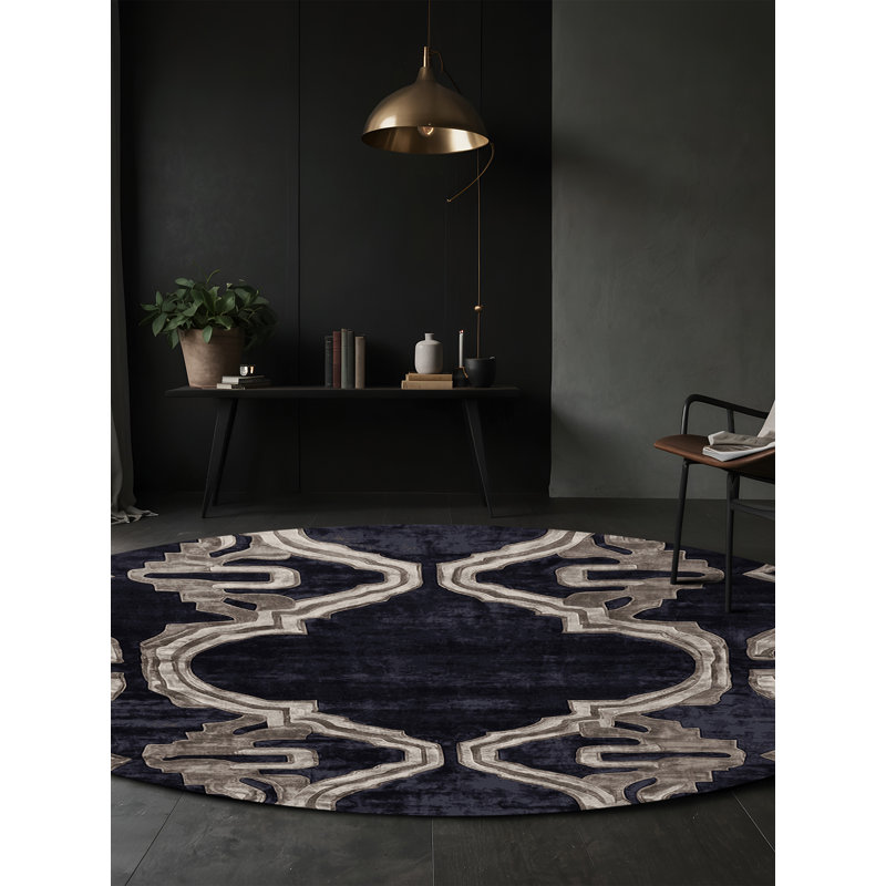 Machine Washable Purple Area Rug, Round 8'