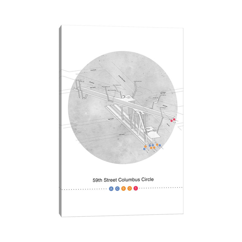 59th Street Columbus Circle Station 3D Map Poster by Project Subway NYC - Gallery-Wrapped Canvas Giclée on Canvas, No Frame