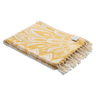 Chanyah Mandala Organic Cotton Turkish Towel, Elevated Sand Resistant Beach Peshtemal, Thin & Absorbent Bath Sheet, 66” x 36”