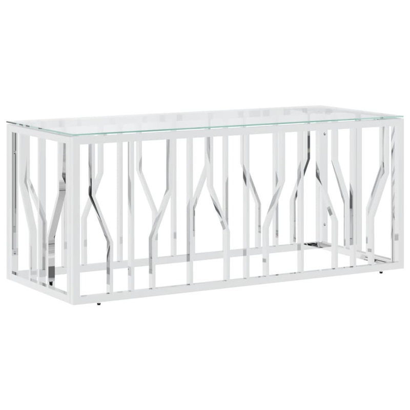 Maizley Frame Single Coffee Table, Glass, Silver