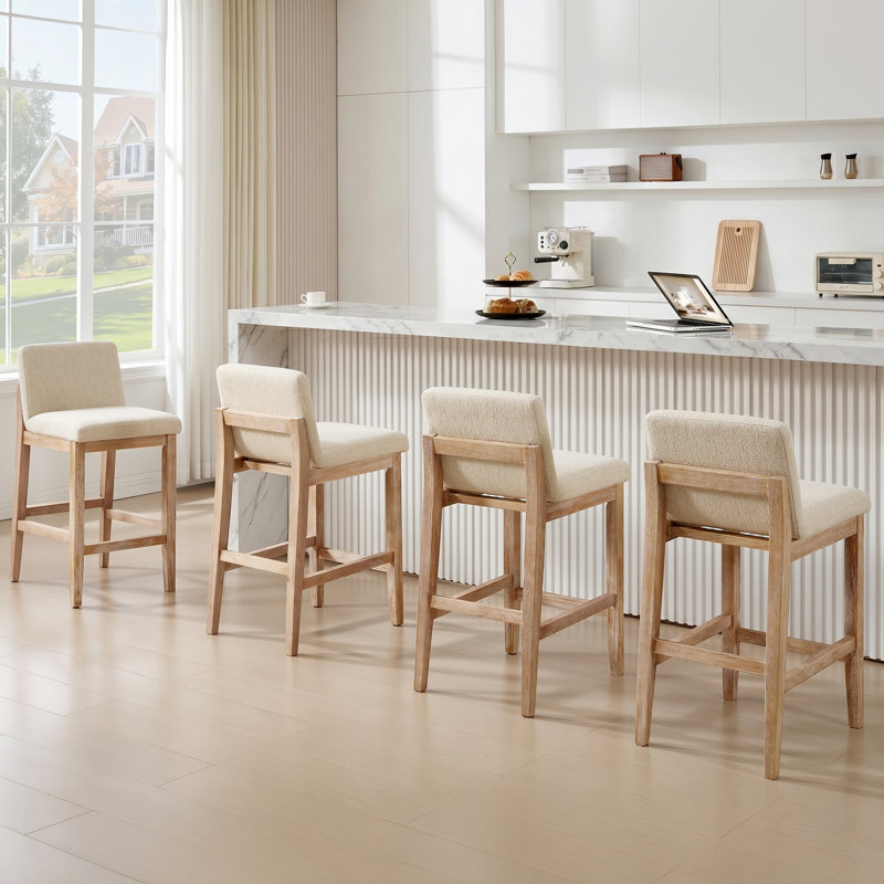 Tabouret de bar Albia Modern Farmhouse, Gland, Beige