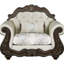 Fauteuil en cerise et tissu beige Pierce